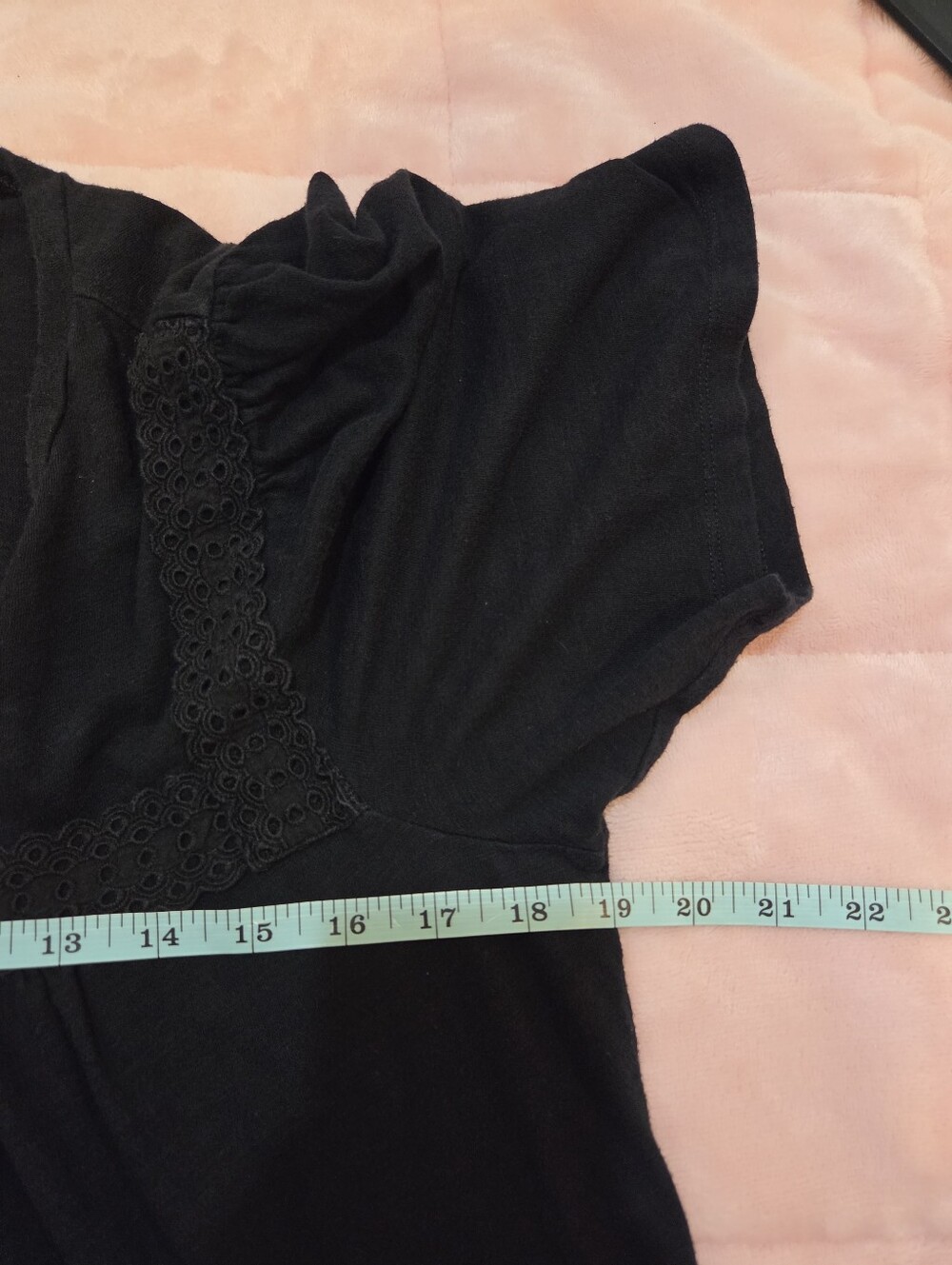 Gap Black Eyelet Babydoll Boho Coastal 3/4 Sleeve Cotton Blouse | Medium - Picture 7 of 8